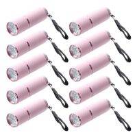 10X Outdoor Mini Pink Rubber Coated 9-LED Flashlight Torch