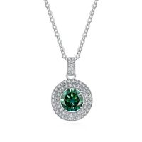 BIJOX STORY Cute Round Shape 1 Carat Moissanite Pendant Necklace for Female S925 Sterling Silver Anniversary Necklace for Couple