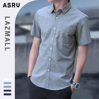 ASRV Mens Korean short-sleeved shirt Solid color shirt Casual shirt Modern fashion mens T-shirt Mens T-shirt