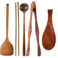 ☞✕ Wooden Cooking Utensils Kitchen Utensils Set With Wok Spatula Food Tongs Cooking Spoon Chopstick Rice Paddle