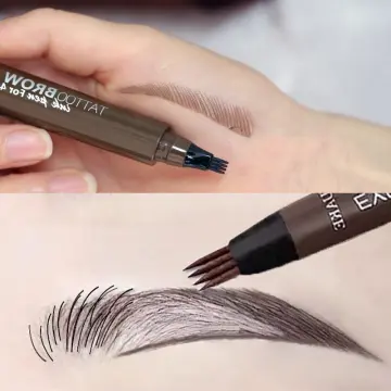 Buy Tattoo Eyebrow Pen With Four Tips LongLasting Waterproof Brow Gel And  Tint Dye Cream For Eyes Makeup  Eyeliner Pencil With A MicroFork Tip  Creates Natural Looking Brows Effortlessly Black Online