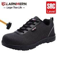 LARNMERN Mens Safety Work Shoes Steel Toe Lightweight Breathable Anti-smashing SRC Non-slip Reflective Casual Sneaker