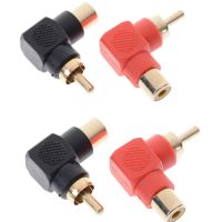 ขั้วต่อมุมขวา RCA 90องศา2ชิ้นตัวแปลงปลั๊กตัวผู้กับตัวเมีย M/f อะแดปเตอร์เสียงข้อศอก90องศา