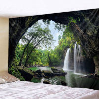 (ร้อน) 3D Great Falls พิมพ์เรืองแสง Tapestry Natural Scenery แขวนผนังตกแต่งพรมแผ่น Bohemian Hippie Home Decor