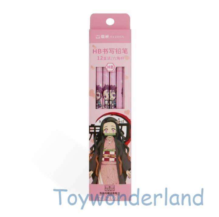 toyswonderland-ดินสอไม้-ลายดาบพิฆาตอสูร-ความเข้มระดับ-hb-ปลายมียางลบ