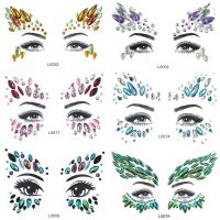 hot！【DT】﹍  Rhinestone Face Decorations Music Fashion Colored Stickers Flash Temporary