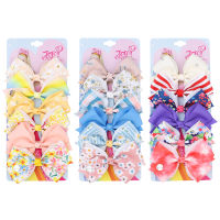 6PcsSet JOJO Siwa Bows Hair Clip For Kids Girls Flower Printed JOJO Clip Handmade Hairpins Children Headwear Hair Accessories