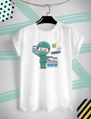 เสื้อยืด ลาย ฉีดวัคซีนกันเถอะ Time to Vaccinate ใส่สบาย ไม่ยืด ไม่ย้วย