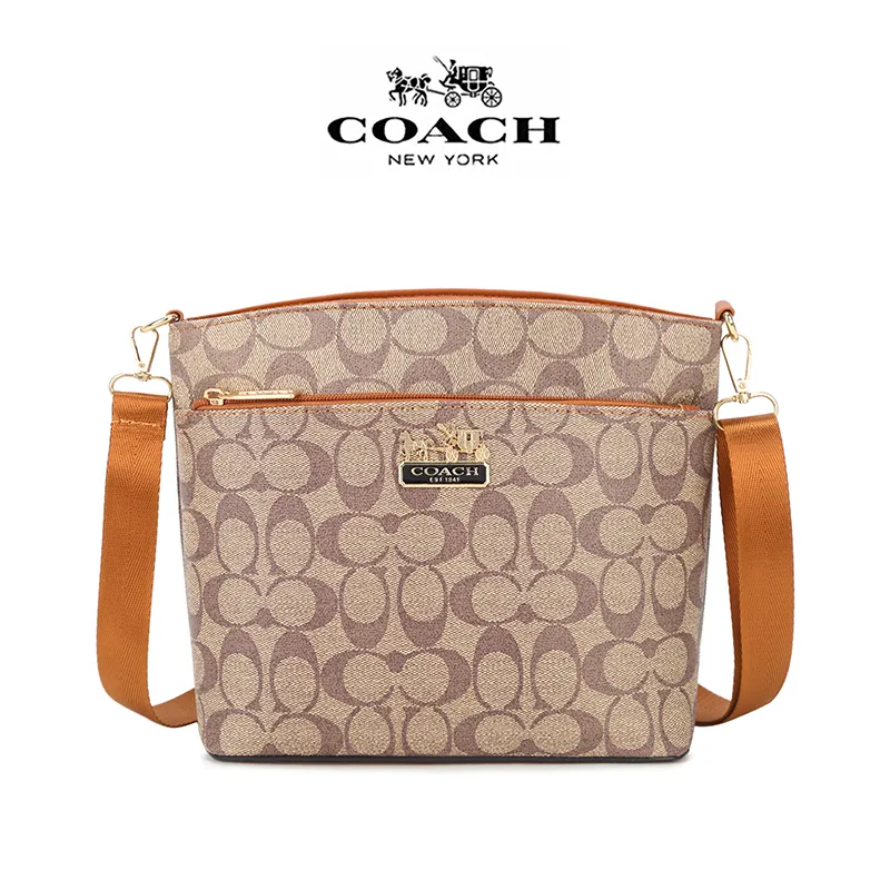Coach Shoulder Bags UAE Online Store - Gold / Brown Black Teri In Signature  Canvas Womens