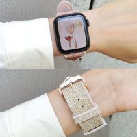 ♝ High-end Silicone Leather Strap 41mm 45mm for Apple Watch 38mm 42mm 40mm 44mm Glitter Loop for iWatch SE8 7 6 5 4 3 2 1 Band