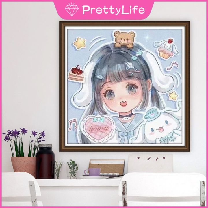 pl-hello-kitty-girl-5d-diy-ภาพวาดเพชร-kuromi-และ-stitch-ของขวัญน่ารักสำหรับตกแต่งบ้าน30x3-0ซม-40x4-0ซม-50x50cm