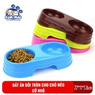 Bát ăn đôi tròn cỡ nhỏ cho chó mèo con Kún Miu chất liệu nhựa PP an toàn thumbnail