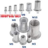 ♀❀ 100/50/20pcs Rivet Nuts M3 M4 M5 M6 M8 M10 Aluminum Alloy Flat Head Threaded Insert Nut Rivet Cap Set Threaded Nuts