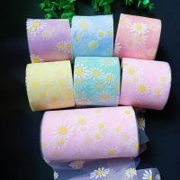 [HOT!] 6cm Daisy Flower Tulle Ribbon Roll For DIY Handmade Craft Hair Ornament Baking Decoration Sunflower Printed Mesh Fabric Supplies