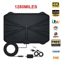 2022 Indoor 4K Digital HD Aerial 1280 Miles 28db High Gain Black Ultra-thin HD Antenna With Amplifier