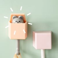 1PC Self Adhesive Cartoon Cute Cat Hook Wall Coat Rack Key Holder Dormitory Bedroom Door Hangers Hooks Home Wall Decoration Rack Picture Hangers Hooks