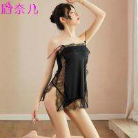 New sexy suspender pajamas Lace Sexy Lingerie ice Strapless side open charming uniform nightdress QJM8