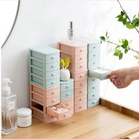 Plastic Makeup Organizer Mini Desktop Storage Box Cosmetic Drawer Organizer Jewelry Box Cotton Swabs Stick Storage Case Holder