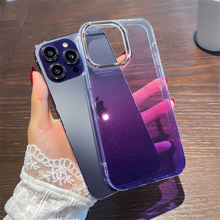 hoce-กากเพชรหรูหราเคสโทรศัพท์แบบใสดาวสำหรับ-iphone-14-13-12-11-pro-max-13-12-mini-14-plus-เคสเคสกันกระแทกเคสกันกระแทกไล่ระดับสีม่วง