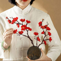 Sanwood®ประดิษฐ์ Plum Blossom ตกแต่ง Photo Props Faux งานแต่งงานดอกไม้ผ้าไหมช่อดอกไม้ปลอมสำหรับสำนักงาน