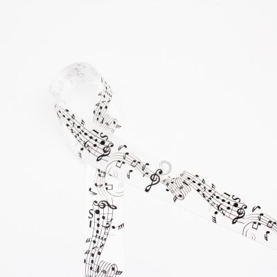 Musical Notes Grosgrain Ribbon for Musicians Gift Wrap  Crafts  Lanyards  Quilting  Party Favor Decor in Black on 1" White Satin Gift Wrapping  Bags