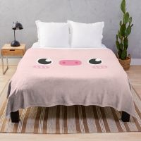 New Style Pink Pig Flannel Throw Blanket Cute Kawaii Cartoon Pig Blanket King Queen Size for Bed Couch Sofa Decor Comfortable Lightweight