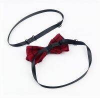 Adult Child Men Women Adjustable Polyester Belt With Clip Bowtie Black White Elastic Strap Extender Band DIY Bow Tie Accessories