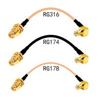 SMA Female Bulkhead to MCX Male Right Angle RF Cable Assembly RG174 RG178 RG316 10cm/30cm/50cm For Wireless Modem