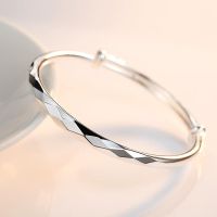 S999 fine silver bracelet for women fashion simple push-pull solid smooth diamond sterling to send his girlfriend