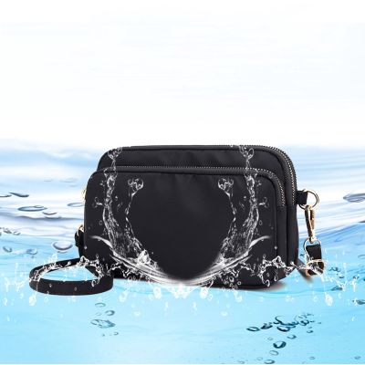 Womens Multi-Pocket Waterproof Nylon sling bag Shoulder Bag Mobile Phone Korean Style for Running Travel Hiking Workou