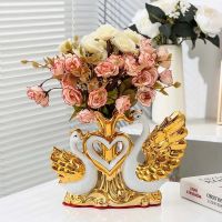 ♚✈Cerâmica Cisne Vaso Arranjo Mesa De Jantar Decoração Para Acessórios Cativo Amantes Casamantes