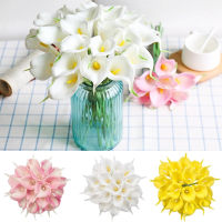 10pcs White Calla Lily Artificial Flower True Touch Calla Lily for Home and Office Decoration Wedding Bouquet Party Decoration