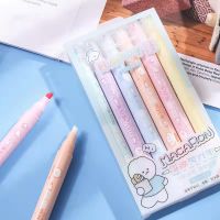 Double-nib Writable And Erasable 6-color Macaron Highlighter Set Large-capacity Student Marker Pen Color Erasable Pen