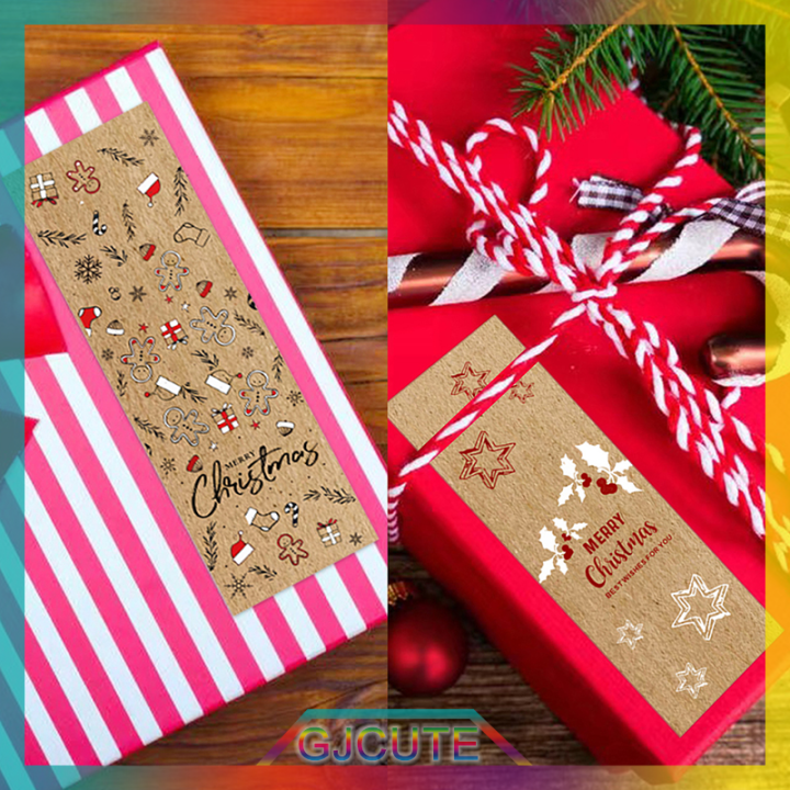 gjcute-150pcs-roll-merry-christmas-stickers-สี่เหลี่ยมผืนผ้า-holiday-presents-ป้ายกำกับ