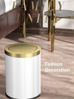 Stainless Steel Trash Can Gold Bathroom Bedroom Luxury Home Office Trash Bin Kitchen Cabinet Storage Poubelle Storage BS50TC