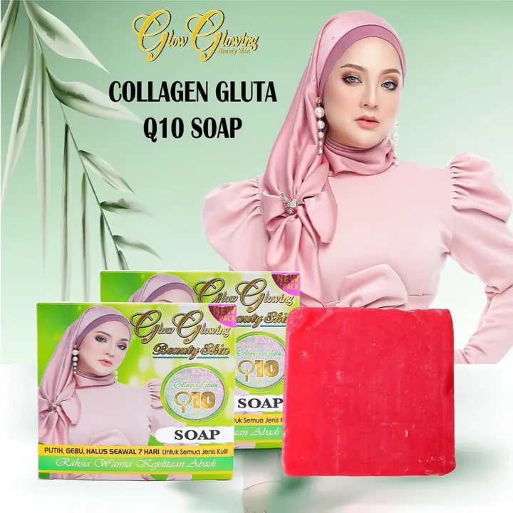 GLOW GLOWING SABUN Q10 / COLLAGEN GLUTA Q10 SOAP Lazada