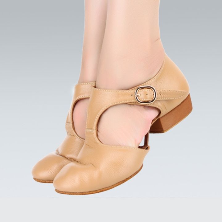 รองเท้าแตะรองเท้าหนังแท้เกรเชียนสำหรับผู้หญิง-รองเท้าเต้นบัลเลต์แจ๊ส