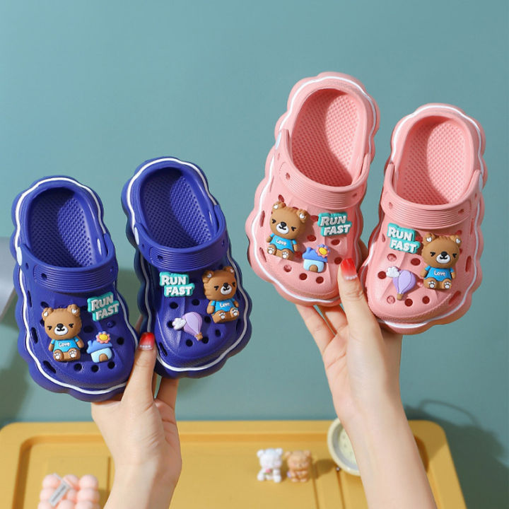 baolongxin-รองเท้าแตะเด็ก-รองเท้ารองเท้าแบบมีรูระบายอีวาการ์ตูนหมีกันลื่นในร่มและกลางแจ้งเด็กชายและเด็กหญิงรองเท้าแตะสมบัติ