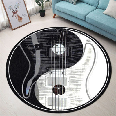 Love Electric Guitar Music Premium Round Rug 3D Rug Non-slip Mat Dining Room Living Room Soft Bedroom Car
