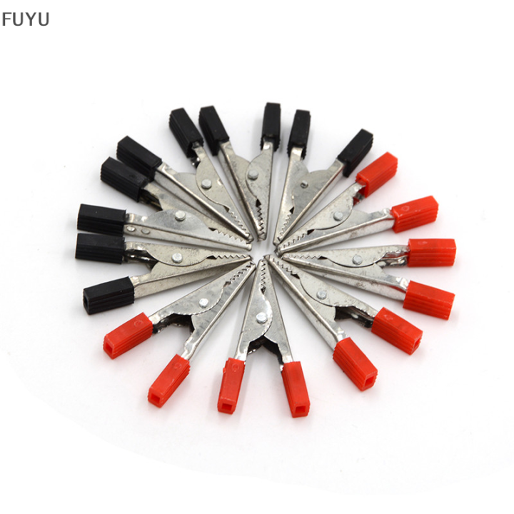 fuyu-10pcs-alligator-คลิปยานพาหนะทดสอบแบตเตอรี่คลิปนำ-probes-48mm-สีแดง-สีดำ