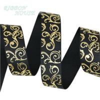 【hot】！ (10 yards/lot) 25mm gold foil Hot stamping grosgrain ribbon gift wedding ribbons roll wholesale