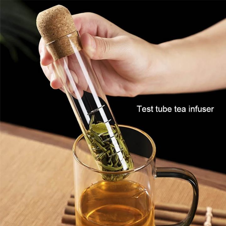 borrey-ตัวกรองที่กรองชาแก้ว-ถ้วยชงชาแก้วทรงหลอดทดลองชาเขียวกรองชาเครื่องกรองสมุนไพร