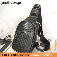 Ando Design New Casual Chest Bags For Men PU Leather Fashion All-Match Crossbody Bags Weaving Shoulder Bags