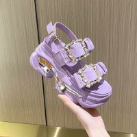 Women Summer Platform Bling Sandals Breathable Wedges 9CM High Heels Ladies Crystal Beach Slippers Chunky Shoes Sandalias Mujer