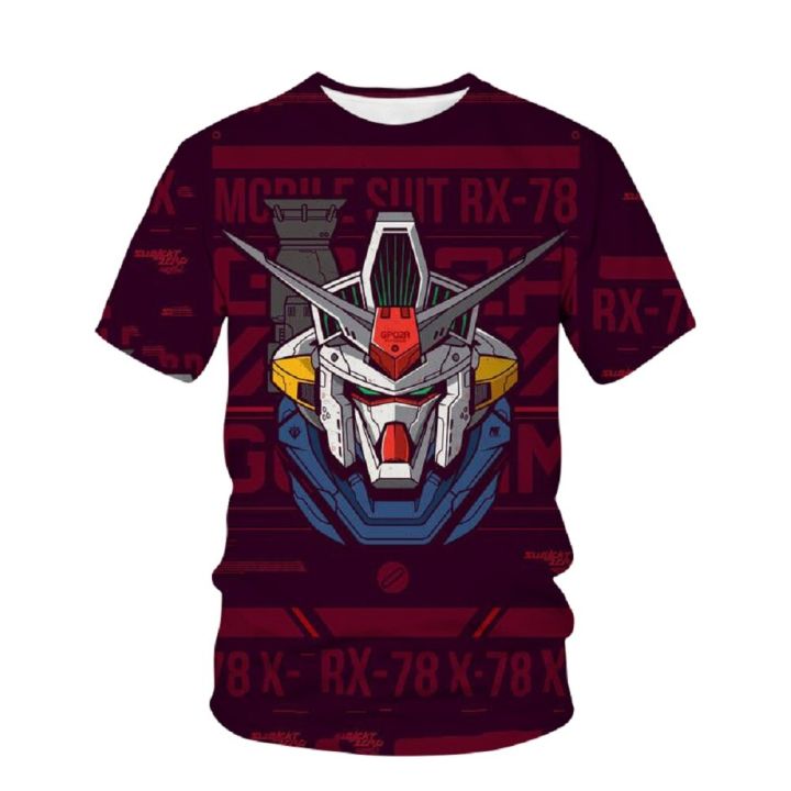 2023-ฤดูร้อนชายเสื้อยืด-mech-warrior-gundam-รูปแบบเสื้อยืดการ์ตูนเสื้อยืดชายและหญิงแฟชั่นเสื้อยืดหลวม