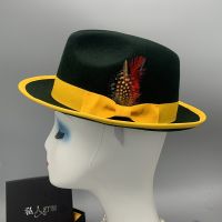 Men Hats Feather Men Fedoras Lady Woolen Felt Church Hat Unisex  Bowknot  Jazz Hat For Men And Women