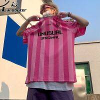 Lansboter เสื้อยืดผู้ชายทรงหลวมลำลองเสื้อยืดคอกลมโกธิค Steet Punk Retro