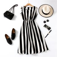 COD DSFGRDGHHHHH Summer Fashion Beach Dress For Women Korean Print Sleeveless Chiffon Dresses