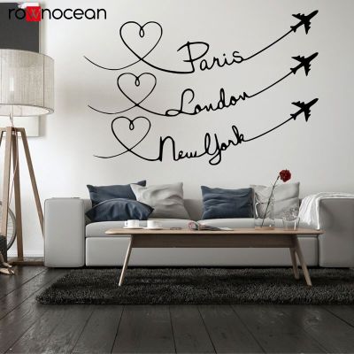 Paris London New York Love Travel Quote Wall Decal Interior Home Decor Living Room Vinyl Cut Sticker Removable Mural 3367