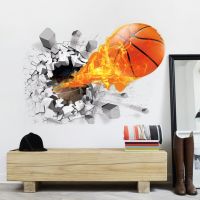 3D Self Adhesive Removable Break Through The Wall Vinyl Wall Stickers Ball is Life Basketball Wall Decal for Boys Bedroom Wall Stickers  Decals